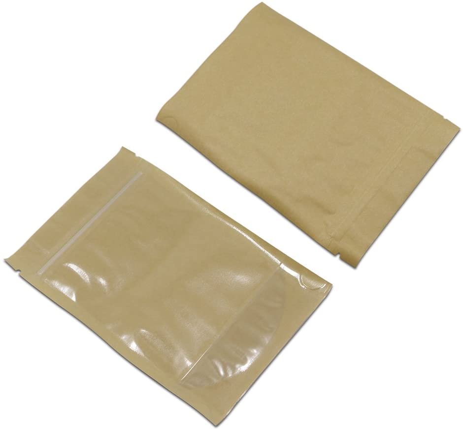 Clear Front Brown Kraft Paper Zip Lock Plastic Package