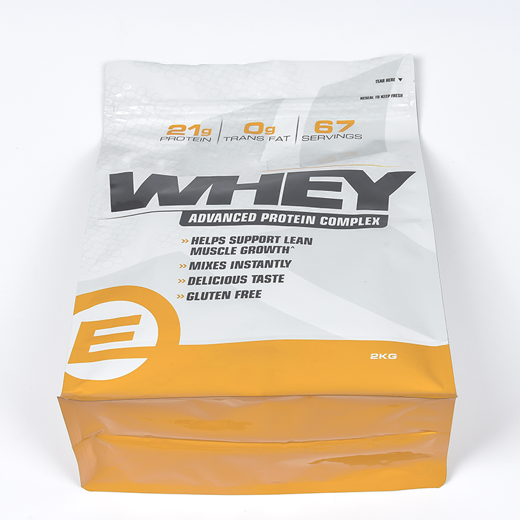 Logo Print Stand Up Bag Whey Protein Pouches With Zipper For Protein Powder Packaging
