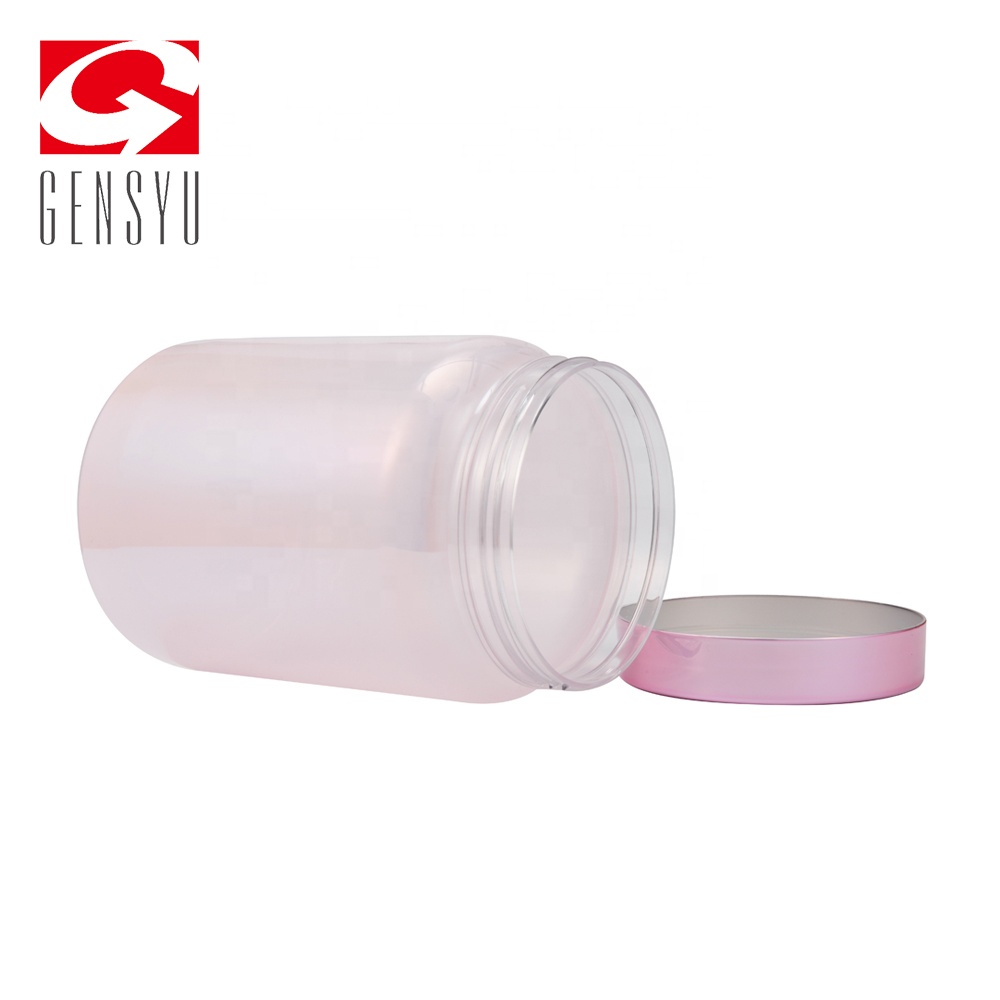 PET Screen Printing Logo Iridescent Canister with Plastic Screw Cap