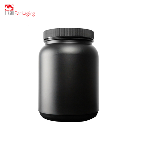 135mm Height HDPE Round Protein Powder Storage Jar Black Canister